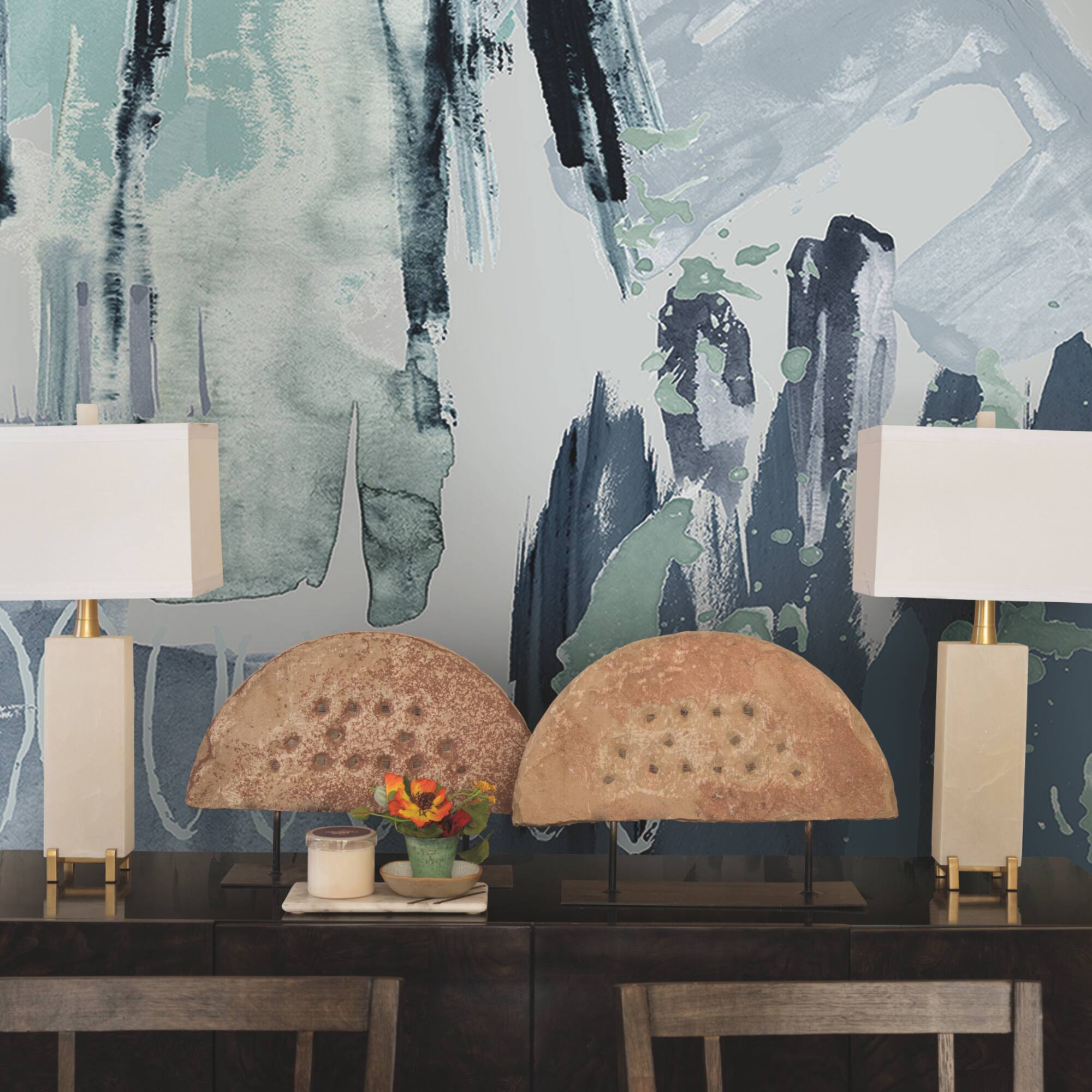 RoomMates Tamara Day Blue Abstraction Peel & Stick Wallpaper Mural
